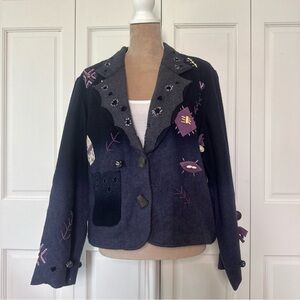 Sandy Starkman Embroidered Embellished Wool Blend Jacket Women’s Size Medium